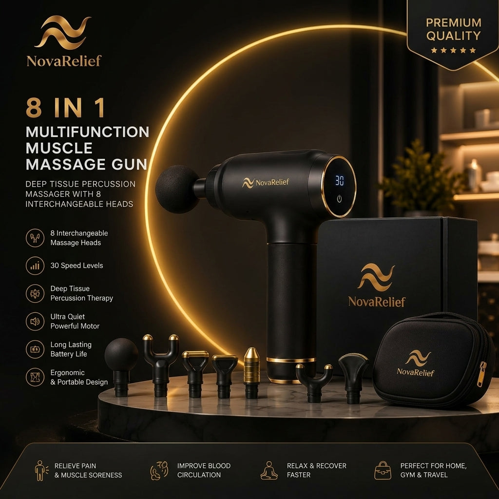 8 in 1 Multifunction Muscle Massage Gun Deep Tissue Percussion Massager with 8 Interchangeable Heads